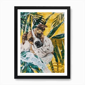 Animal Party: Crumpled Cute Critters with Cocktails and Cigars Dog In The Palms Art Print