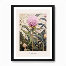 Flower Illustration Globe Amaranth 1 Poster Art Print