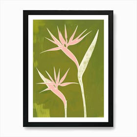 Pink & Green Bird Of Paradise 1 Art Print