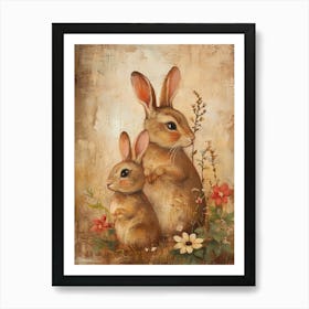 Kitsch Bunny Illustration 2 Art Print