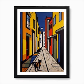 Painting Of Vienna With A Cat In The Style Of Pop Art, Illustration Style 2 Art Print