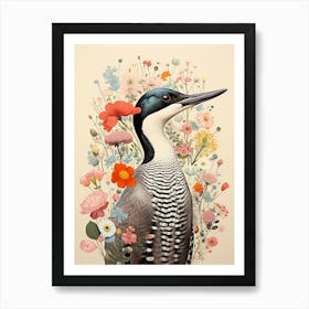 Bird With A Flower Crown Loon 2 Art Print