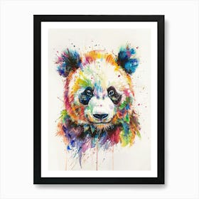 Panda Colourful Watercolour 2 Art Print