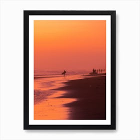 Surfer During Vibrant Sunset Art Print