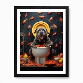 Dog In The Toilet Art Print