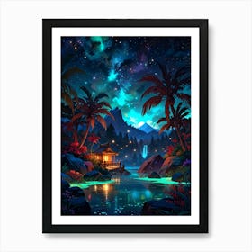 Night Landscape Wallpaper Art Print