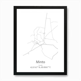 Minto,Canada Minimalist Map Art Print