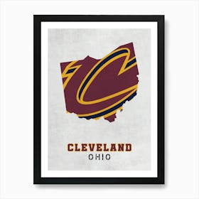 Cleveland Cavaliers Cleveland Ohio State Map Art Print