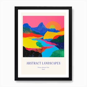 Colourful Abstract Chitwan National Park Nepal 4 Poster Blue Art Print