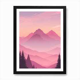 Misty Mountains Vertical Background In Pink Tone 24 Art Print