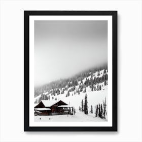 Popova Sapka, North Macedonia Black And White Skiing Poster Art Print