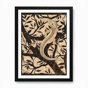 Iguana In The Trees Block Print 7 Art Print