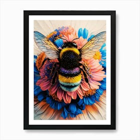 Bee On Flowers Art Print