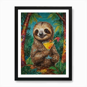 Sloth Cocktail Art Print