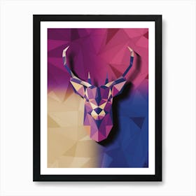 Purple polygonal Deer,geometrical animal art Art Print