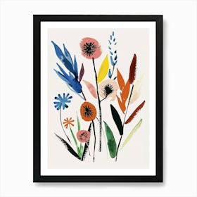 Painted Florals Fountain Grass 3 Art Print