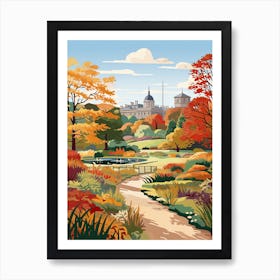 Royal Botanic Garden Edinburgh, United Kingdom In Autumn Fall Illustration 2 Art Print