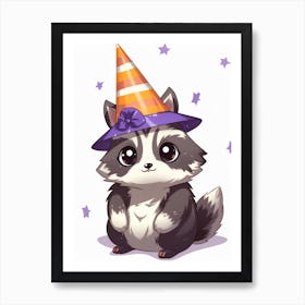 Cute Kawaii Cartoon Raccoon 26 Art Print