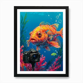 Fish And Camera Art Print