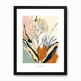 Colourful Flower Illustration Poster Gypsophila 5 Art Print