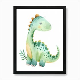 Cute Pachycephalosaurus Dinosaur Watercolour Art Print