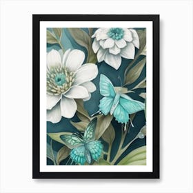 Butterflies And Flowers 2 Art Print