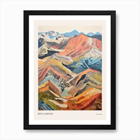 Ben Lawers Scotland Colourful Mountain Illustration Poster Art Print