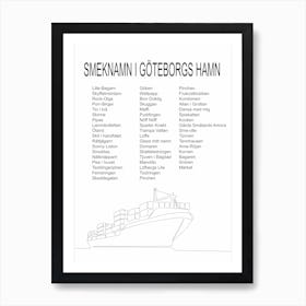 Nickname Gothenburg Harbour Black and White Art Print