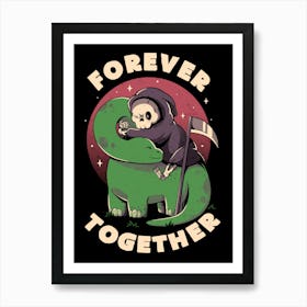 Forever Together - Cute Grim Reaper Dino Gift Art Print