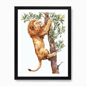 Barbary Lion Crossing A River Clipart 2 Art Print