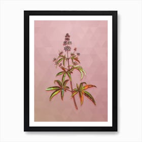 Vintage Chaste Tree Botanical Art on Crystal Rose n.0068 Art Print