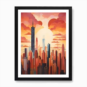 "Urban Sunset Symphony: Painting the Skyline" Art Print