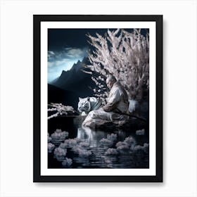 White Tiger & Samurai Art Print