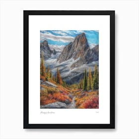 Rocky Mountains Usa Pencil Sketch 1 Watercolour Travel Poster Art Print