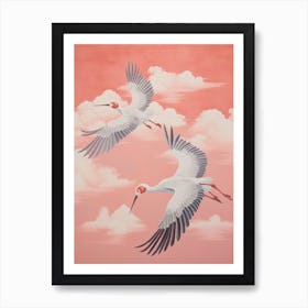 Vintage Japanese Inspired Bird Print Crane 1 Art Print