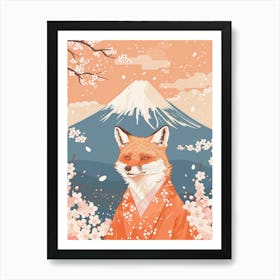 Fox In Cherry Blossoms Art Print