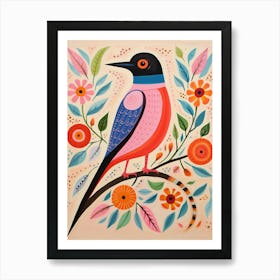 Pink Scandi Swallow 3 Art Print