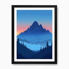 Misty Mountains Vertical Composition In Blue Tone 209 Art Print
