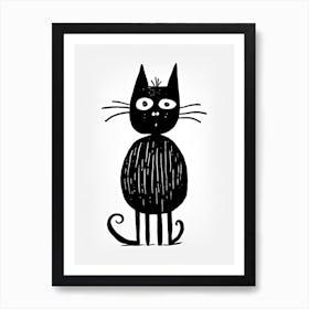 Ink Cat Line Drawing 7 Art Print