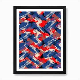 Red And Blue Brushstrokes Art Print