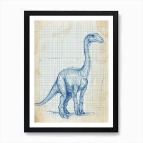 Dinosaur Blue Print Sketch Inspired Art Print