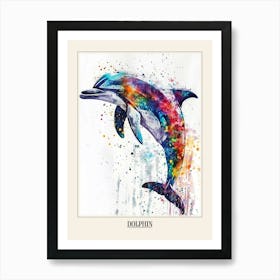 Dolphin Colourful Watercolour 2 Poster Art Print