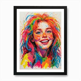 Girl In Bright Colors Art Print