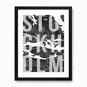 Stockholm Mono Street Map Text Overlay Art Print