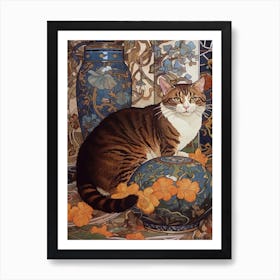 Stock With A Cat 4 Art Nouveau Style Art Print