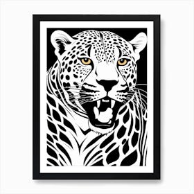 Jaguar Lino Black And White, 1117 Art Print