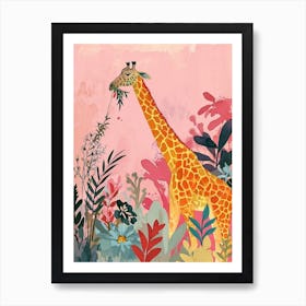 Pink Giraffe Watercolour Illustration Art Print