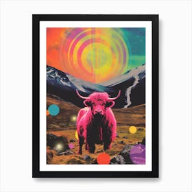 Highland Cattle Space Collage 2 Art Print