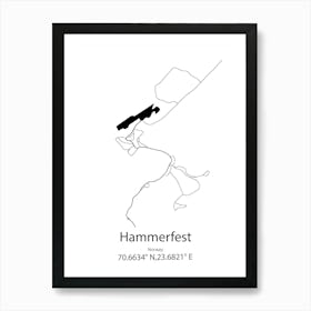 Hammerfest,Norway Minimalist Map Art Print