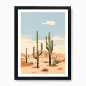 Desert Cactus Landscape Illustration 4 Art Print